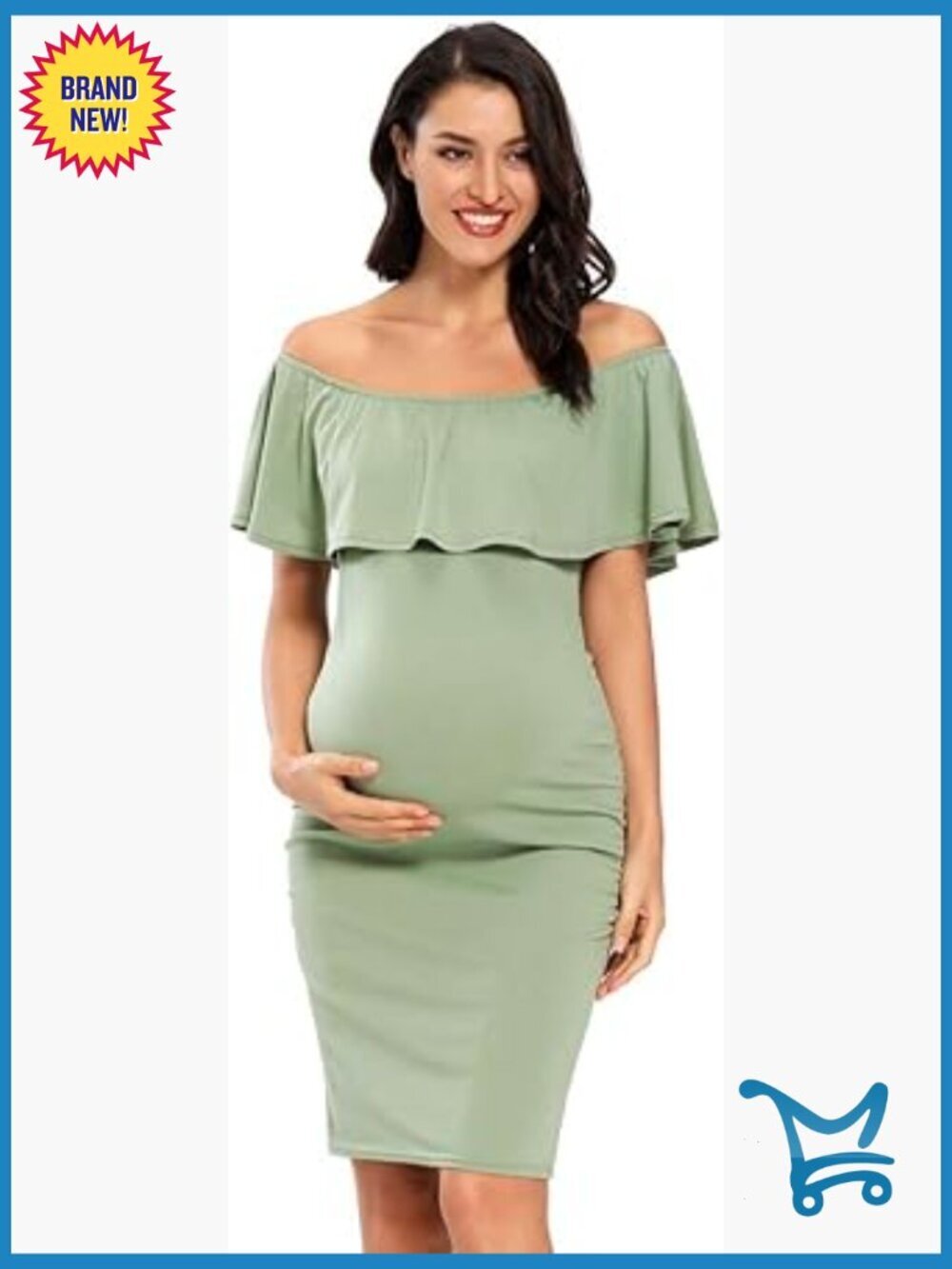 Off Shoulder Ruffle Sleeveless Bodycon Maternity Dress